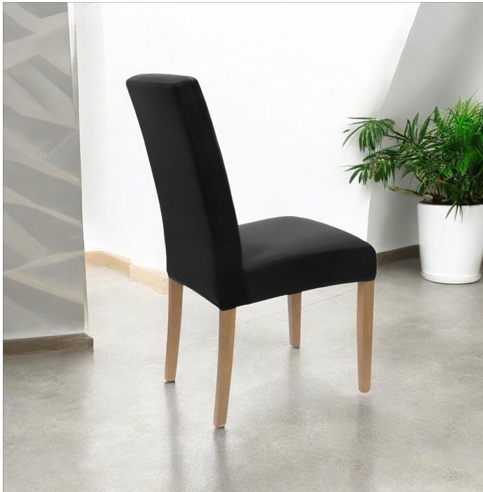 Nowy czarny elastyczny pokrowiec na krzesło zestaw 6 sztuk