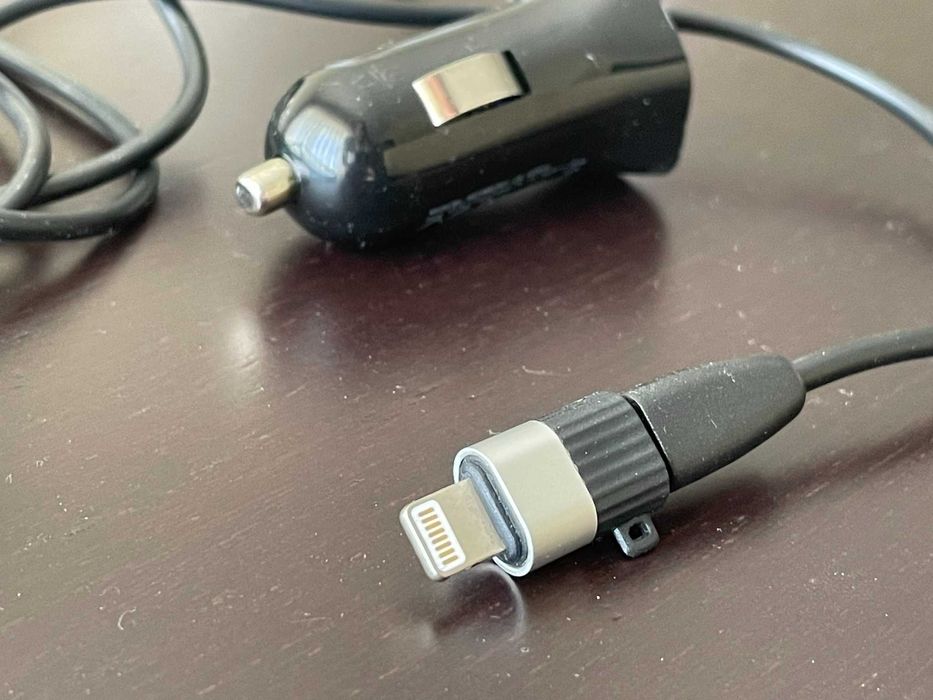 Carregador isqueiro micro-USB + adaptador Lightning