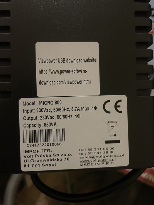 Джерело безперебійного живлення (UPS) Volt Polska Micro UPS 800VA