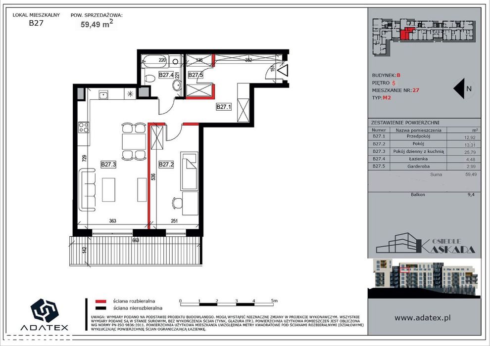 Osiedle KASKADA | ostatnie 59,49 m2 | 2 pokoje