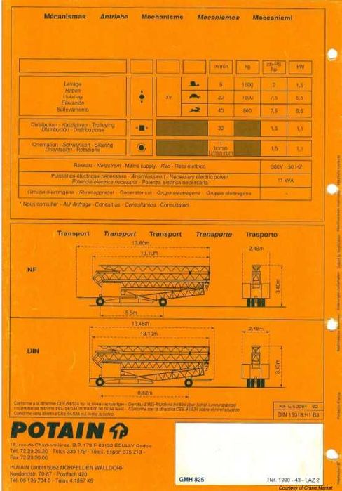Grua Potain Automontante GMH 8025 como nova