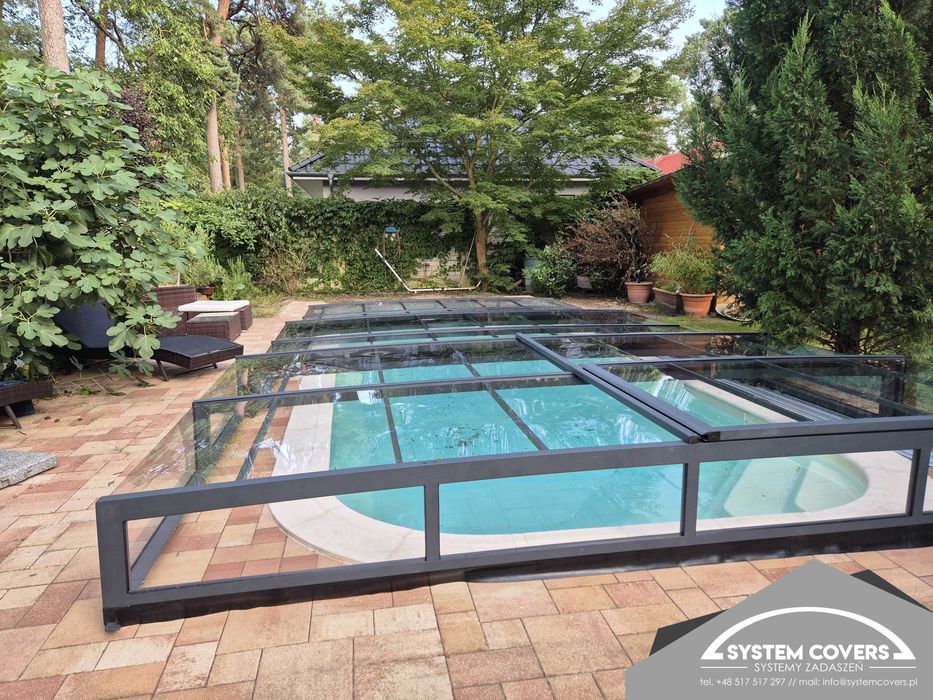 Zadaszenie basenowe basenu przykrycie 370 x 640 x 55 cm