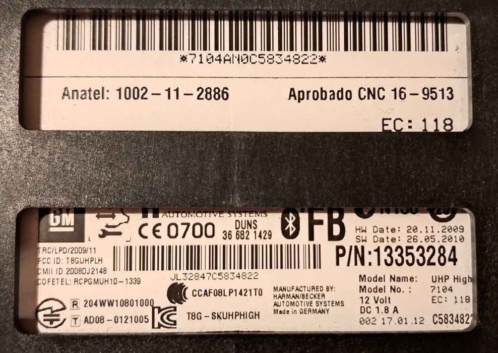 Oryginalny Moduł Bluetooth GM UHP High - Opel Astra J