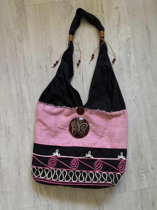 Torebka na ramię Boho hippie handmade etno materiałowa bawełniana