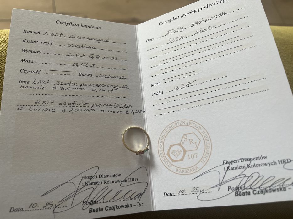 Pierścionek Szmaragd Szafiry