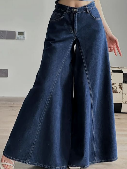 NOWE 34 XS 36 S 2w1 Spódnico Spodnie Baggy Jeansy szerokie Dzwony