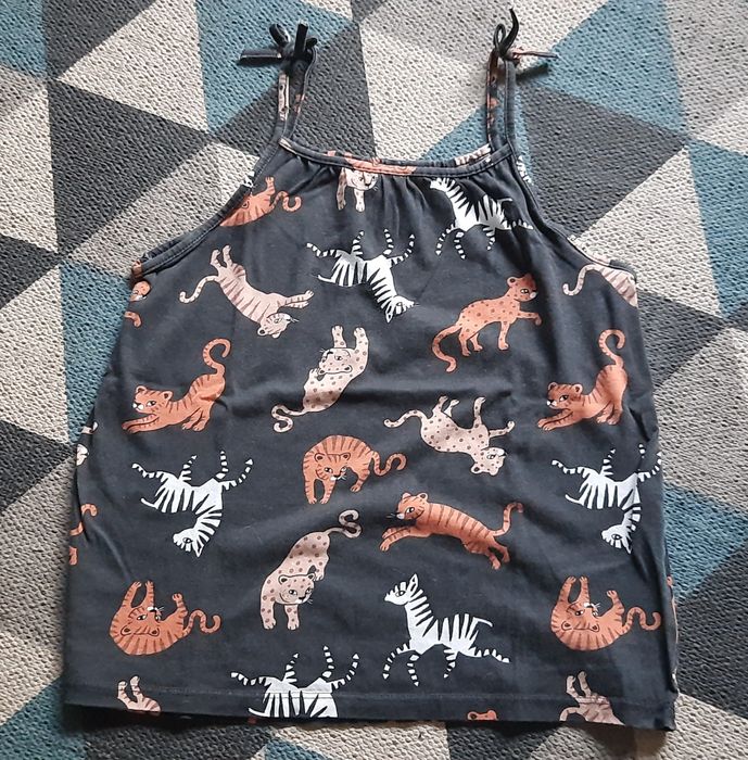 Bluzka na ramiączka zwierzątka H&M r. 122-128