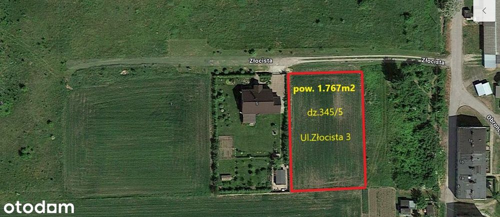 Działka Budowlana Cedry Wielkie 1767 m² ul.Złocista - Widok 3