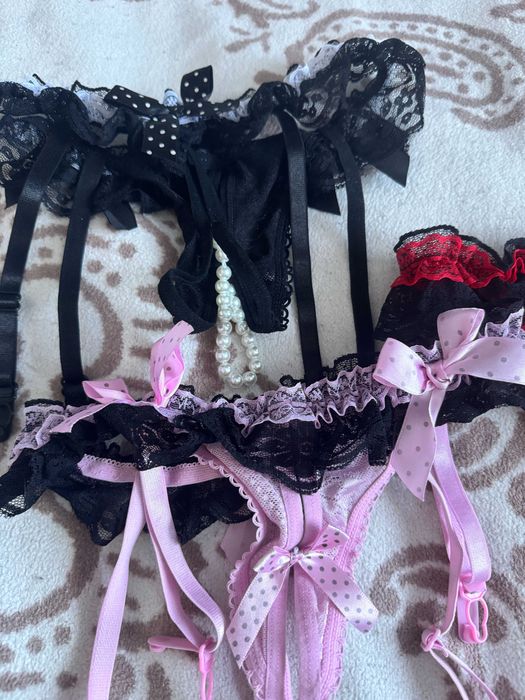 Пояс з пітдяжками кружево мереживо набір 3 шт еротика сексі для чулок