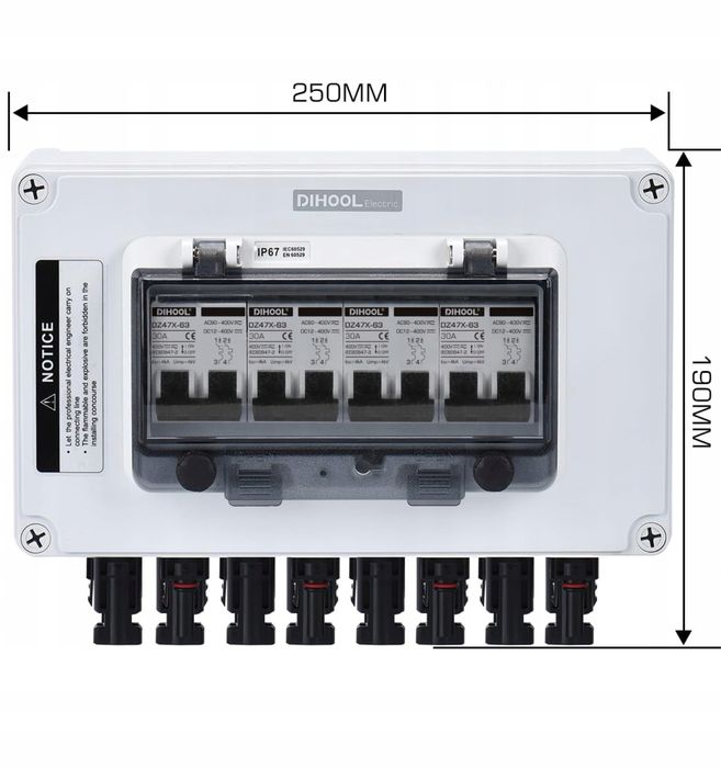 Wyłącznik DC DIHOOL 4 stringi DC12V-DC400V 30A IP67 odporny na wodę