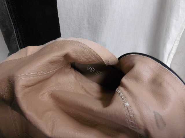 Venezia zamszowe skórzane kozaki szaro-czarne platforma 36