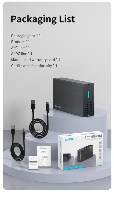 Корпус для зовнішнього жорсткого, ссд диску 2.5", sata, ssd