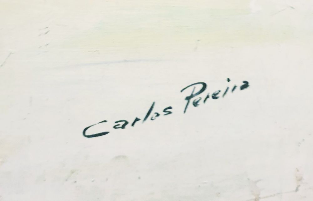 Carlos Pereira: Ferreiro - grande pintura em guache sobre platex