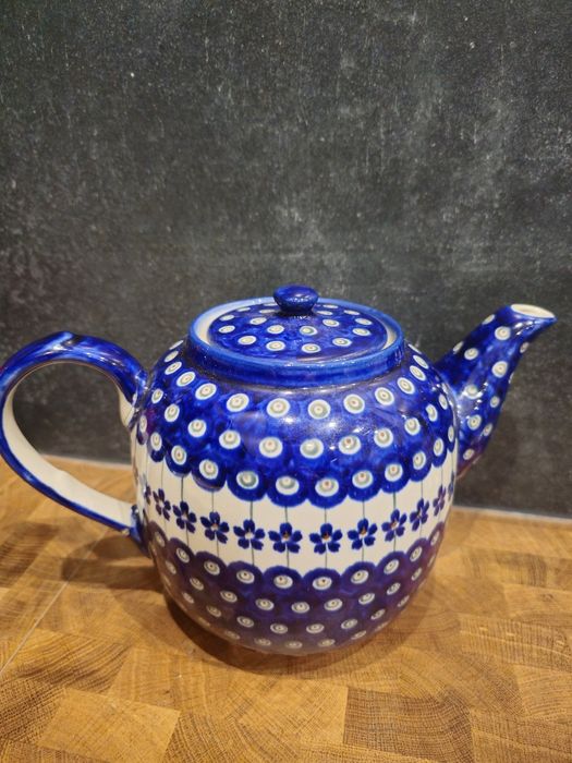 Porcelana Bolesławiec imbryk czajnik handmade Poland