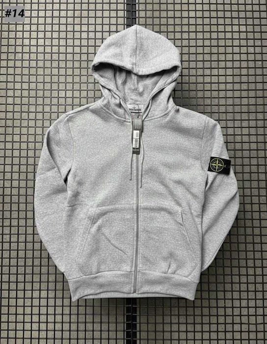 XS-XXL // Серое Зип Худи Stone Island // Олімпійка Сіра Стон Айленд // Толстовка Стоник