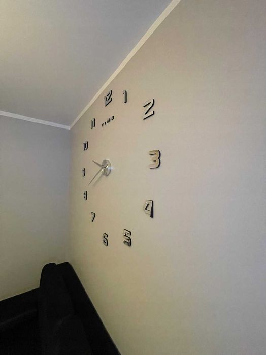 NOWY Zegar Ścienny 3D Naklejany Lustro Duży DIY Efekt Dekoracja XL