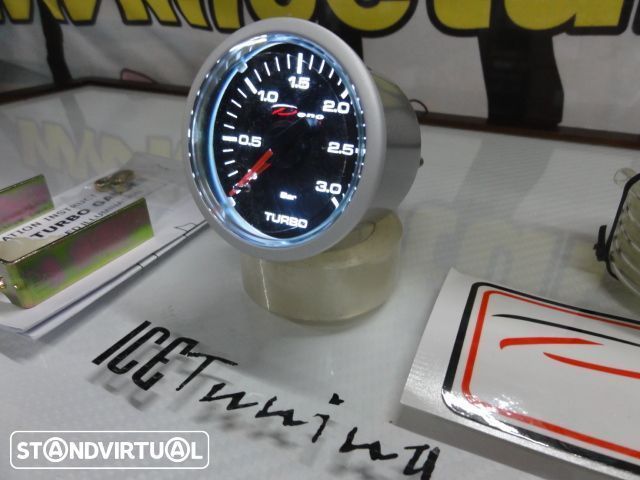 Manômetro da Pressão do Turbo 3 bar Fundo Preto c/iluminaçao led branco Depo Racing Japan 52mm de diametro c/2 anos de garantia