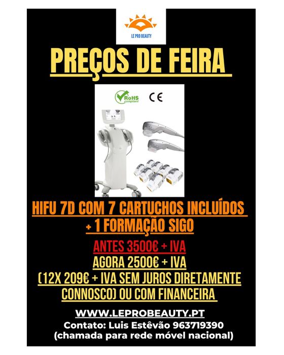 HIFU 7D vertical + 1 ano de garantia + curso DGERT