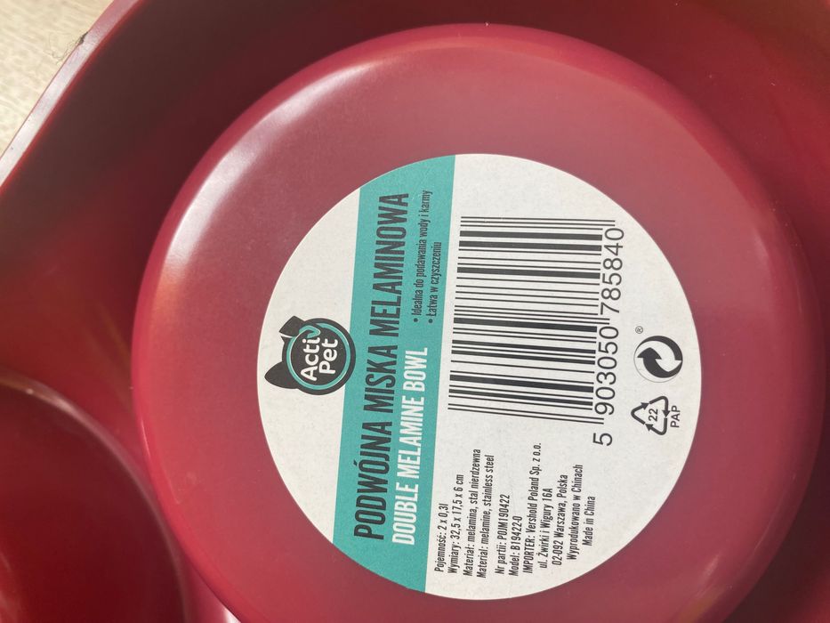 Podwójna miska melaminowa dla psa/kota nowa