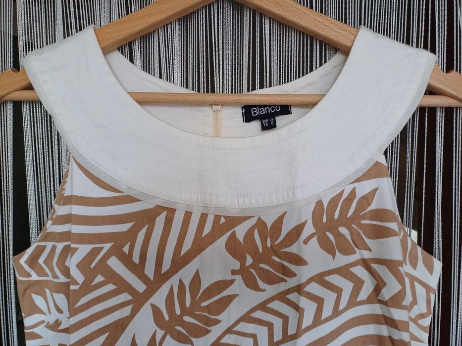 Vestido da Blanco, branco e bege, com motivos geométricos (36)