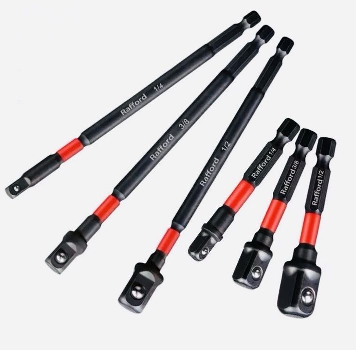 Набір адаптерів ударні Rafford привід 1/4"3/8" і 1/2" 6шт підсилені