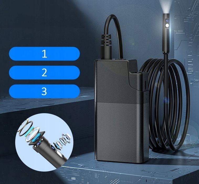 Kamera Inspekcyjna Endoskop Sztywny 5m Przewód 8 Led 5.5mm Android iOS