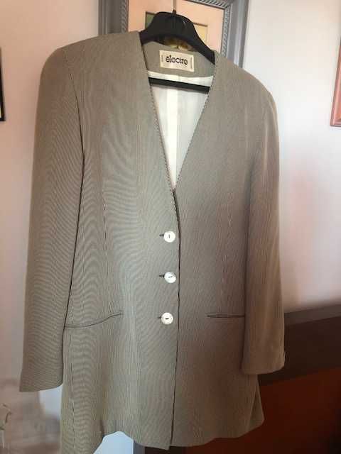 Casaco senhora azul escuro risca branca, Electre, tamanho 40, com saia