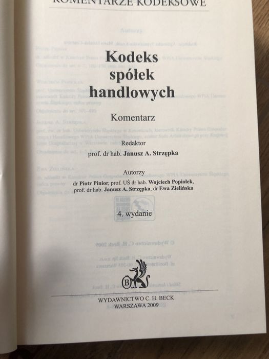 Kodeks spółek handlowych komentarz J. Strzępka