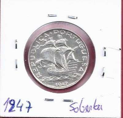 REPUBLICA 5$ Escudos  1947  Prata  Soberba
