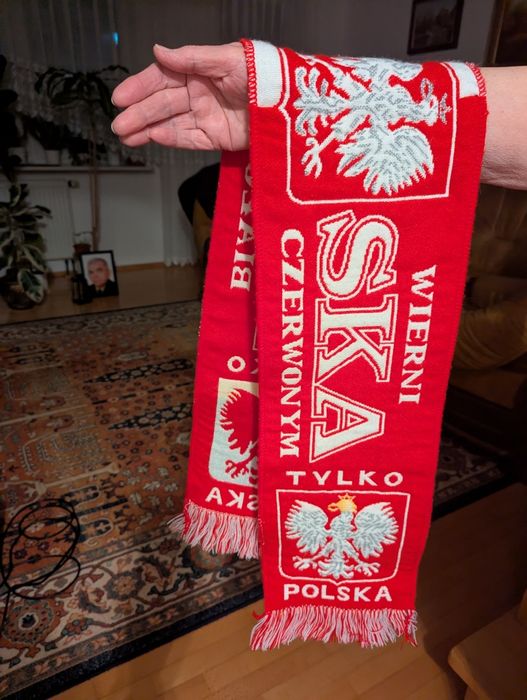 Szalik biało czerwony kibic