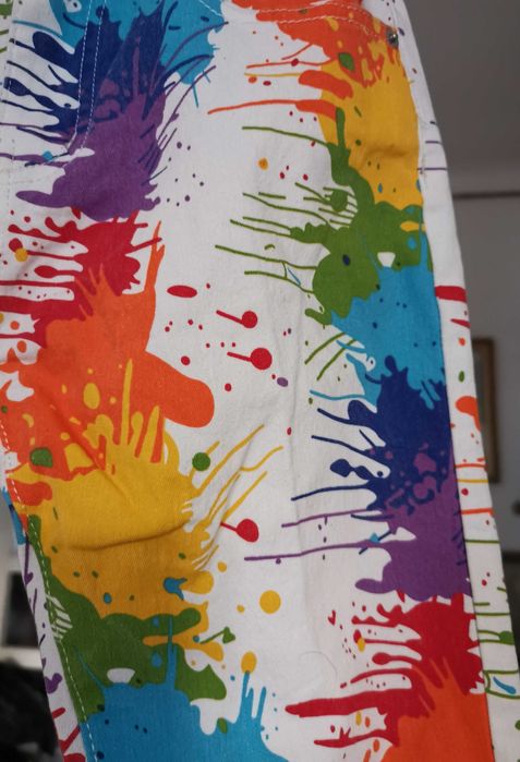 Spodnie jeansy boho popart hippie nowe r.S/28 bajecznie kolorowe