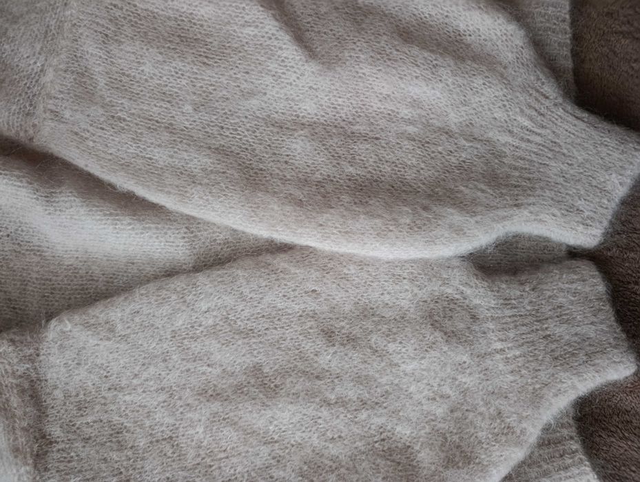 Sweter  kardigan damski, moher  ciepły  beż r. U