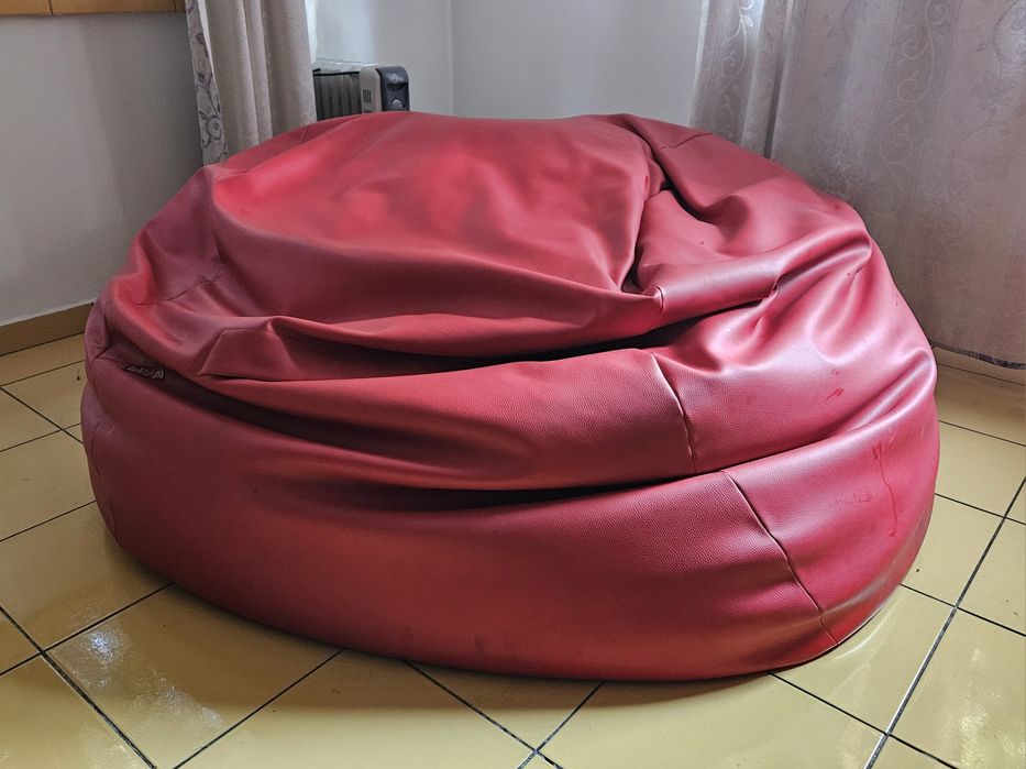 Duża czerwona pufa sofa Fatty | 2 osobowa | Mega wygodna | Ekoskóra