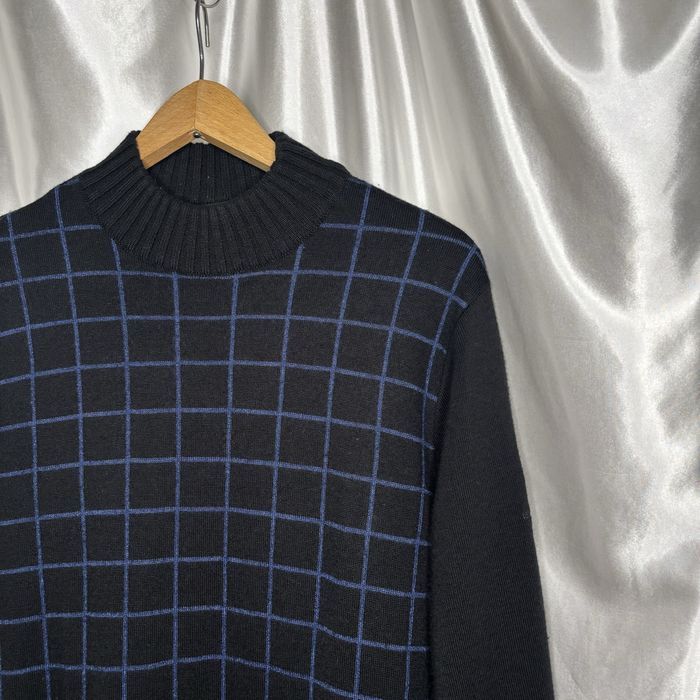 vintage czarny golf sweter Versace jeans couture kratkę paski unisex