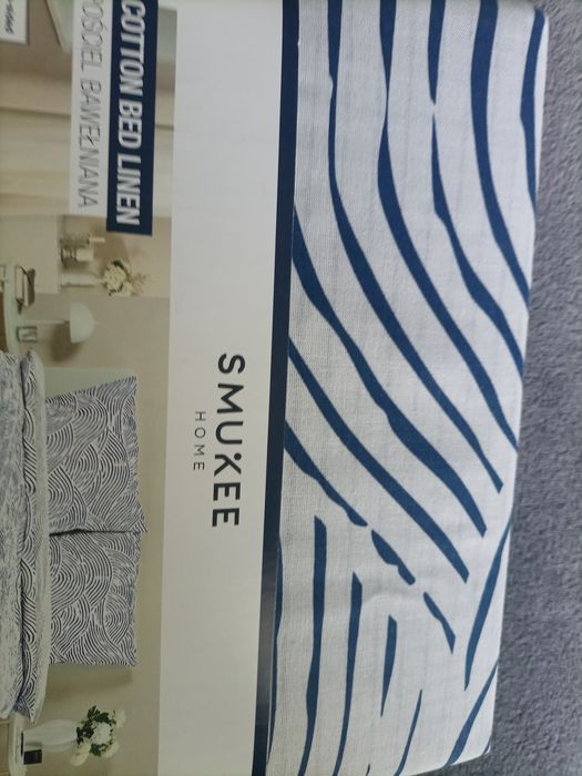 Biało granatowa pościel bawełna 100% Smukee komplet pościeli 160/200