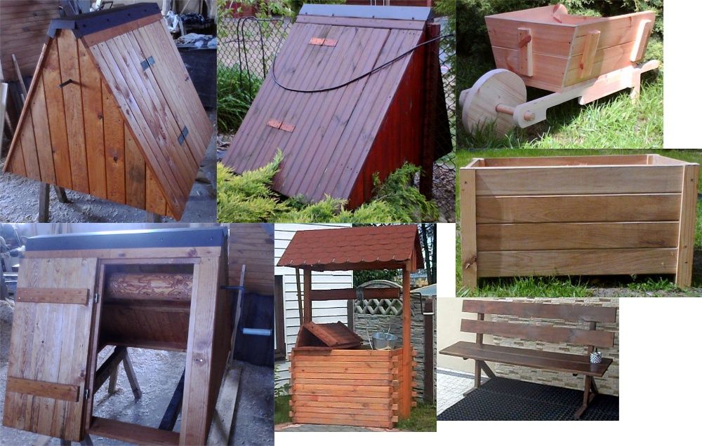 wyroby z drewna, altanka, meble ogrodowe, pergola, huśtawka, domek