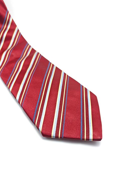 Vitali włoski czerwony jedwabny krawat w paski ady61