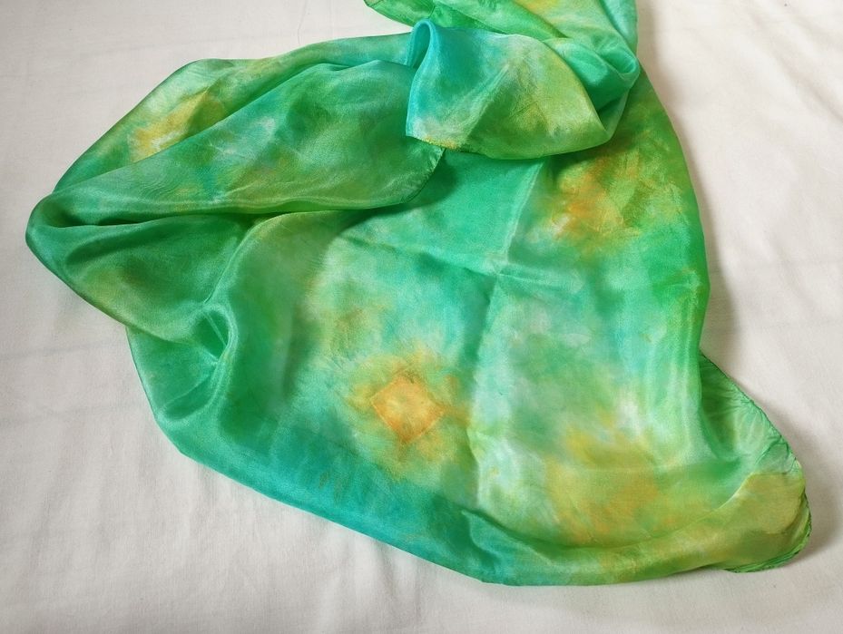 Jedwabny szal apaszka handmade 100% jedwab 45×136