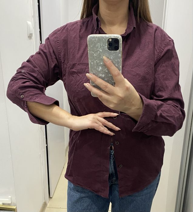 Bordowa flanelowa koszula Mark&Spencer m bawełna
