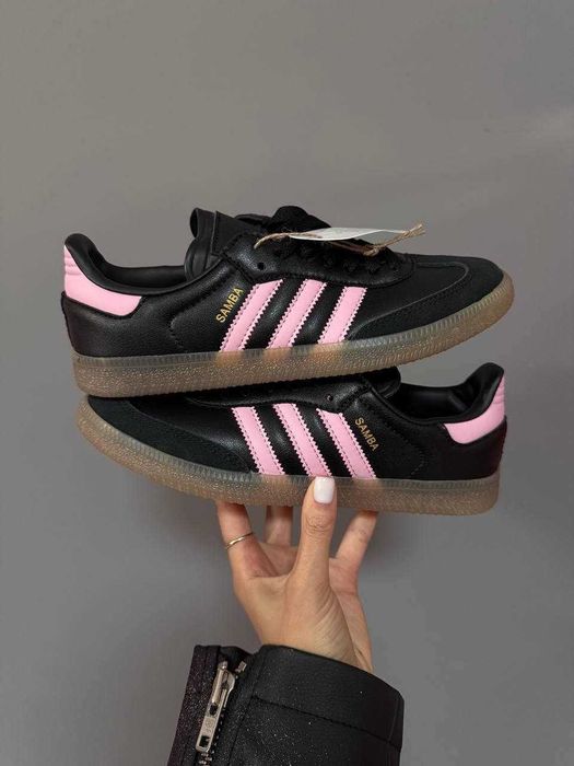 (БЕЗ ПЕРЕДОПЛАТИ) Adidas Samba Black Pink адідас самба чорні з рожевим