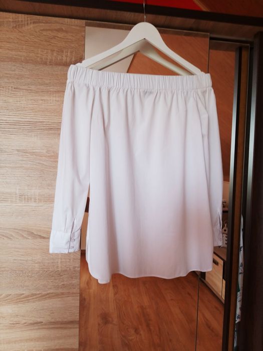 Biała elegancka koszula hiszpanka L 40 papaya rękaw dekolt ramiona hit