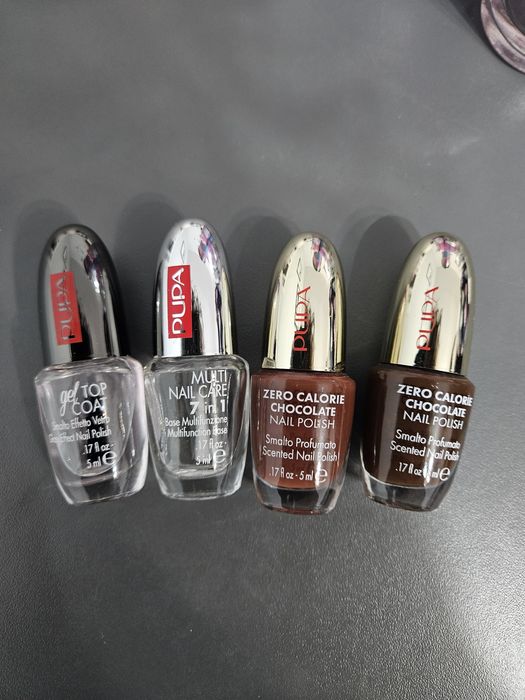 PUPA/lakiery czekoladowe+baza i żelowy top