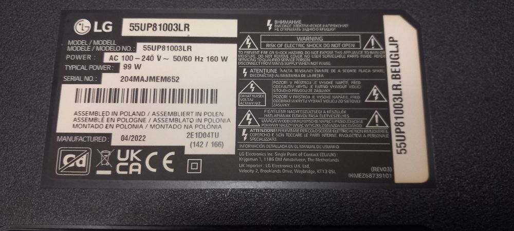 Smart tv LG 55UP81003LR podstawa