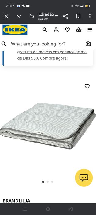 Capa edredão Brandlilja 240x220cm, IKEA. NOVA