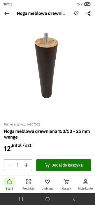 8 sztuk Noga meblowa drewniana 150/50 - 25 mm wenge