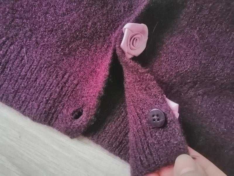 Джемпер zara 12-13 156 см бордо розочки пуговицы