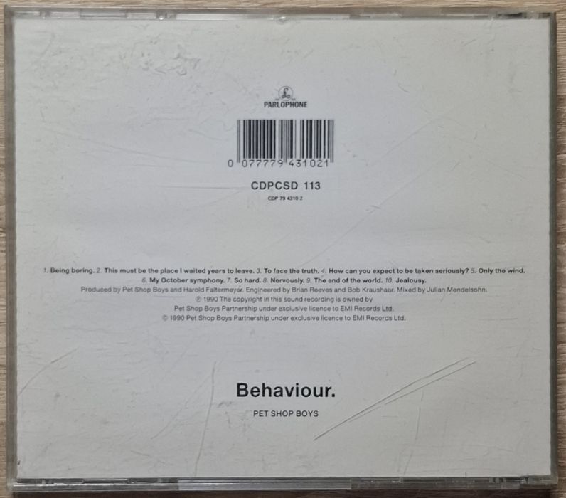Płyta CD PET SHOP BOYS - Behaviour / 1990 UK