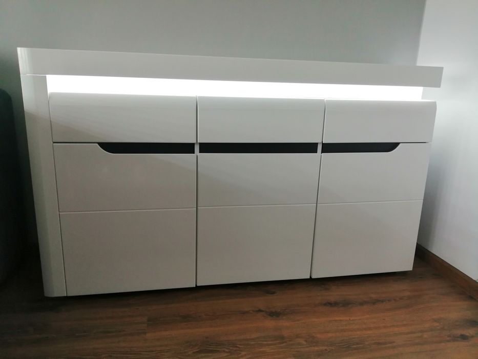 Komoda biała połysk i szafka RTV
