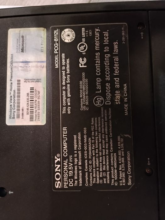 Laptop Sony sprawne ładowarka