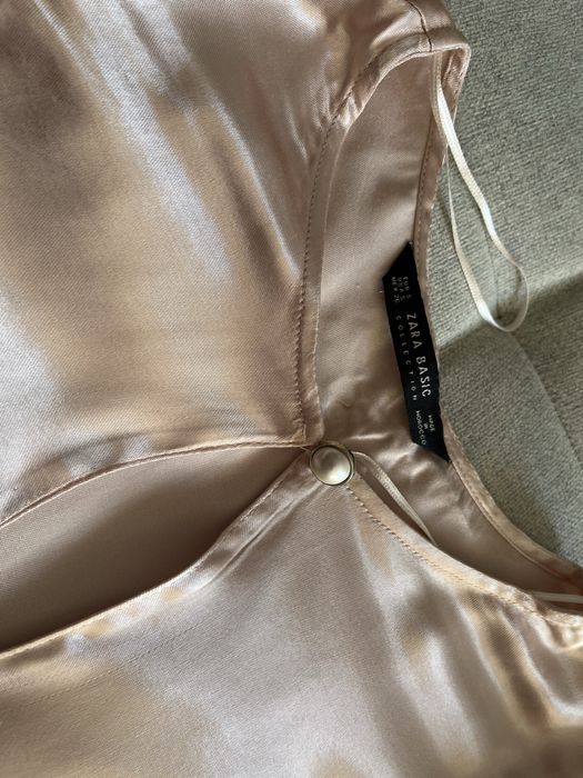 Satynowa bluzka pudrowy róż Zara